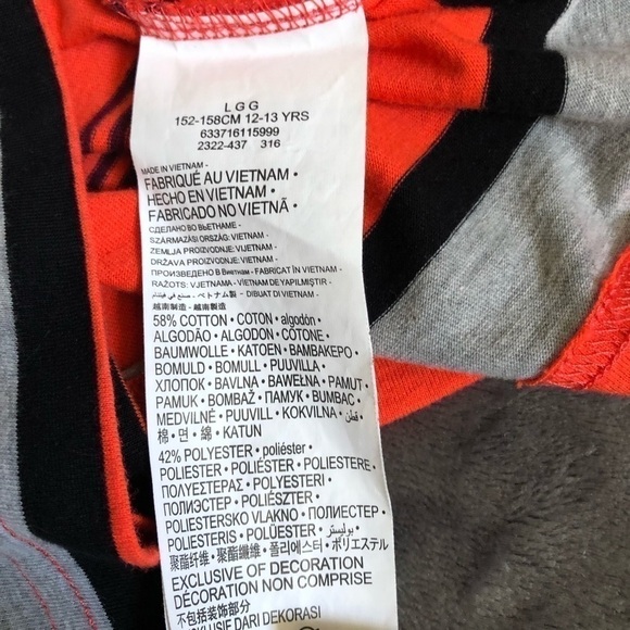 𝅺BOYS Hurley Orange gray and black striped collared short sleeve shirt lg 12-13 - Picture 8 of 8